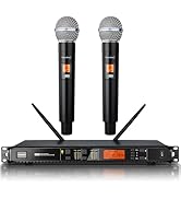 Depusheng Wireless Microphones System with 2 Channels Cordless Handheld Microfono Inalambrico, 20...