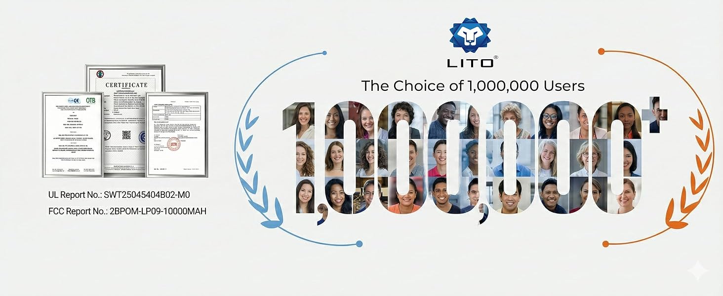 LITO magnetic power bank 1 million users UL FCC CE certified safety trusted brand