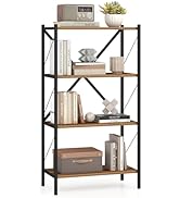 Giantex 4-Tier Bookshelf, Industrial Bookcase with Heavy-Duty Metal Frame, Modern Open Storage Bo...