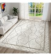 DweIke 4x6 Area Rugs for Living Room, Machine Washable Bordered Rug for Bedroom, Luxury Rubber Ba...