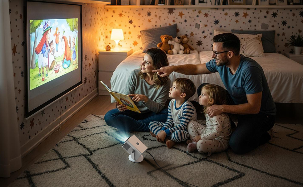Short throw projector for small rooms, proyector de corto alcance para dormitorio