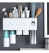 So Nice Toothbrush Holders for Bathrooms - White Plastic Wall-Mounted Toothbrush Holder with Toot...