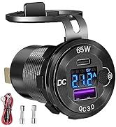83W 12 Volt USB Outlet Built-in Boost USB C Laptop Car Charger: Ouffun 65W PD3.0 and 18W QC3.0 Ca...