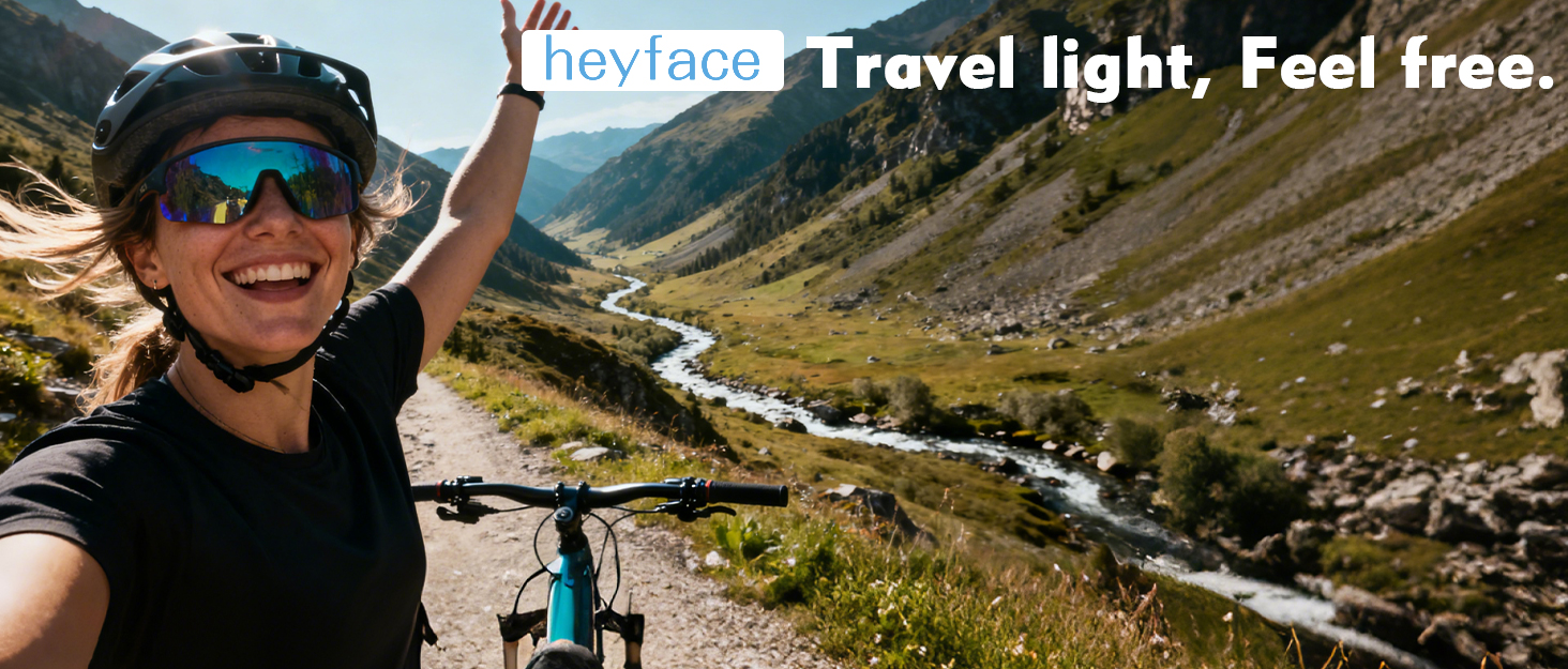 Heyface compressed towels in use by a traveling cyclist
