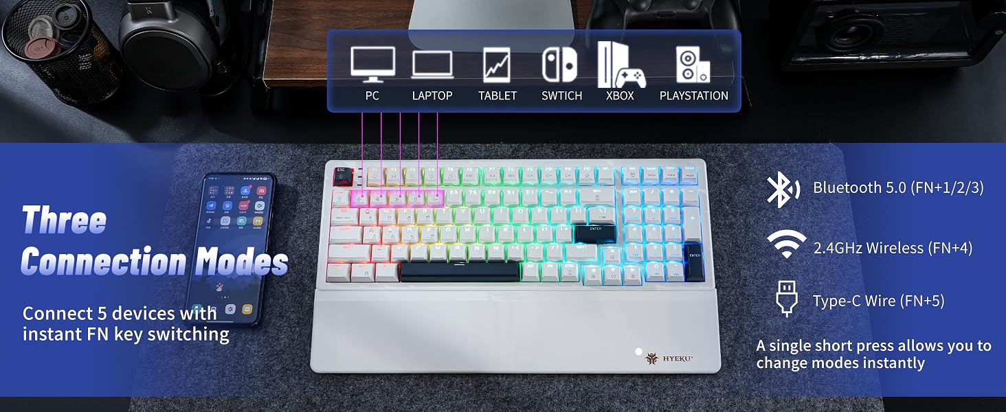 Connect 5 devices with instant FN key switching