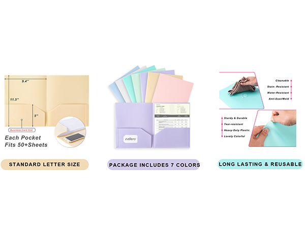 Colored File Folders with Pockets and Business Card Holder
