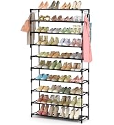 LANTEFUL 10 Tiers Shoe Rack 50 Pairs Large Capacity Tall Shoe Organizer Sturdy Shoe Storage with ...