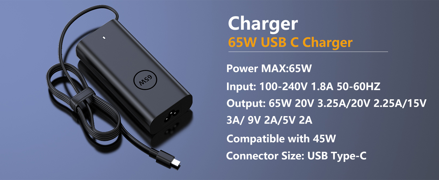 Compatible with dell 65w usb c charger