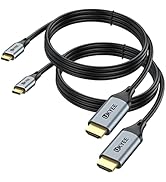 UKYEE USB C to HDMI Cable 6ft 2-Pack, 4K@60HZ USB Type-C to HDMI 6 Feet, USBC to HDMI Cord Compat...