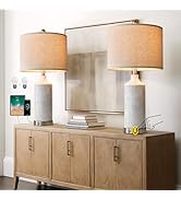 OYEARS 24” 3-Way Dimmable USB A+C Touch Control Table Lamp Modern Resin Lamp Set of 2 Vintage Was...
