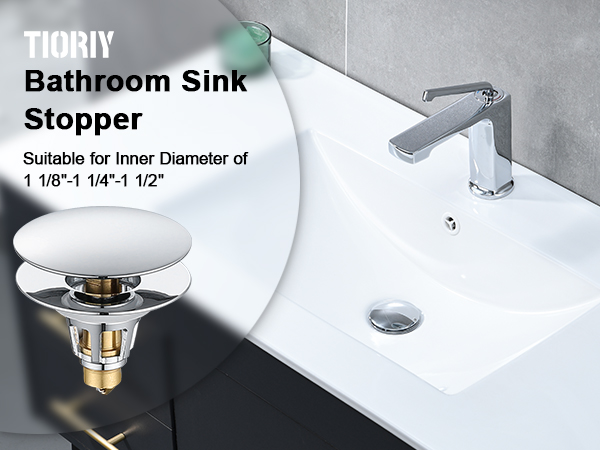 TIORIY Bathroom sink stopper fit for 1.1 to 1.5 inch