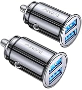 AINOPE 2 Pack Fast Mini Car Charger Adapter, 4.8A Metal Cigarette Lighter USB Car Charger Flush F...