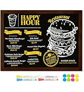 DOLLAR BOSS Magnetic Chalkboard for Wall, 24" x 18" Rustic Brown Framed Chalk Memo Board Menu Sig...