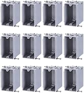 LEONLITE 12 Pack One Gang New Work Electrical Outlet Box, Ultra-deep 22.5 Cubic Inch Device Box, ...