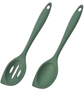 2-Pieces Silicone Cooking Spoon Spatula, Large Serving Spoons for Solid and Slotted, Heat Resista...