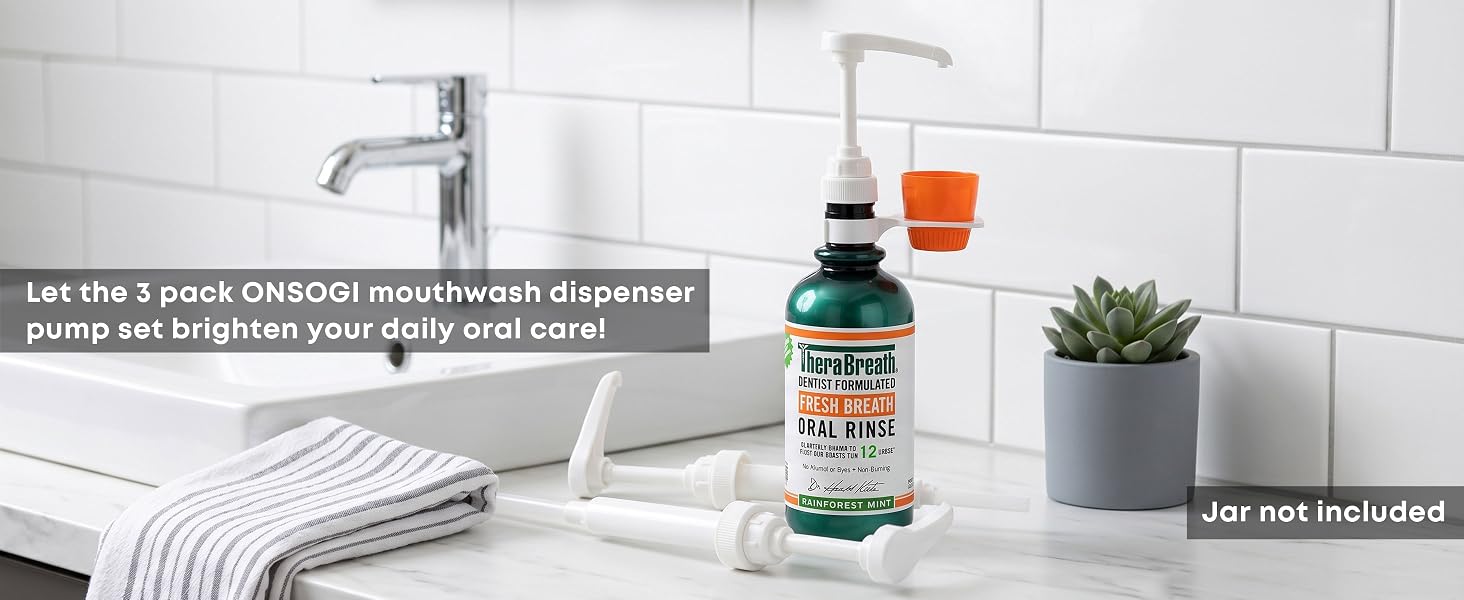 Mouthwash Dispenser Pump with Cup Holder Set
