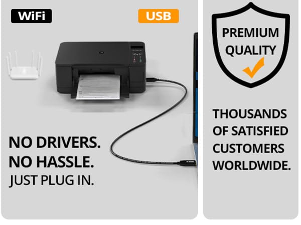 G-Plug USB 2.0 Printer Cable –High-Speed USB A to B Cord, Compatible with Printers, Scanners