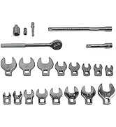 GOSWIFT 3/8" Drive Crowsfoot Wrench Set, 8-SAE 3/8"-7/8" &amp; 8-Metric 10mm-22mm, CR-V Steel Crows F...