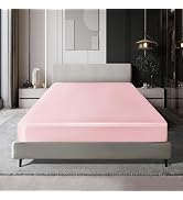 MILVOWOC Queen Satin Fitted Sheet, Light Pink Fitted Sheet Only Soft Bottom Fitted Sheet, Fitted ...