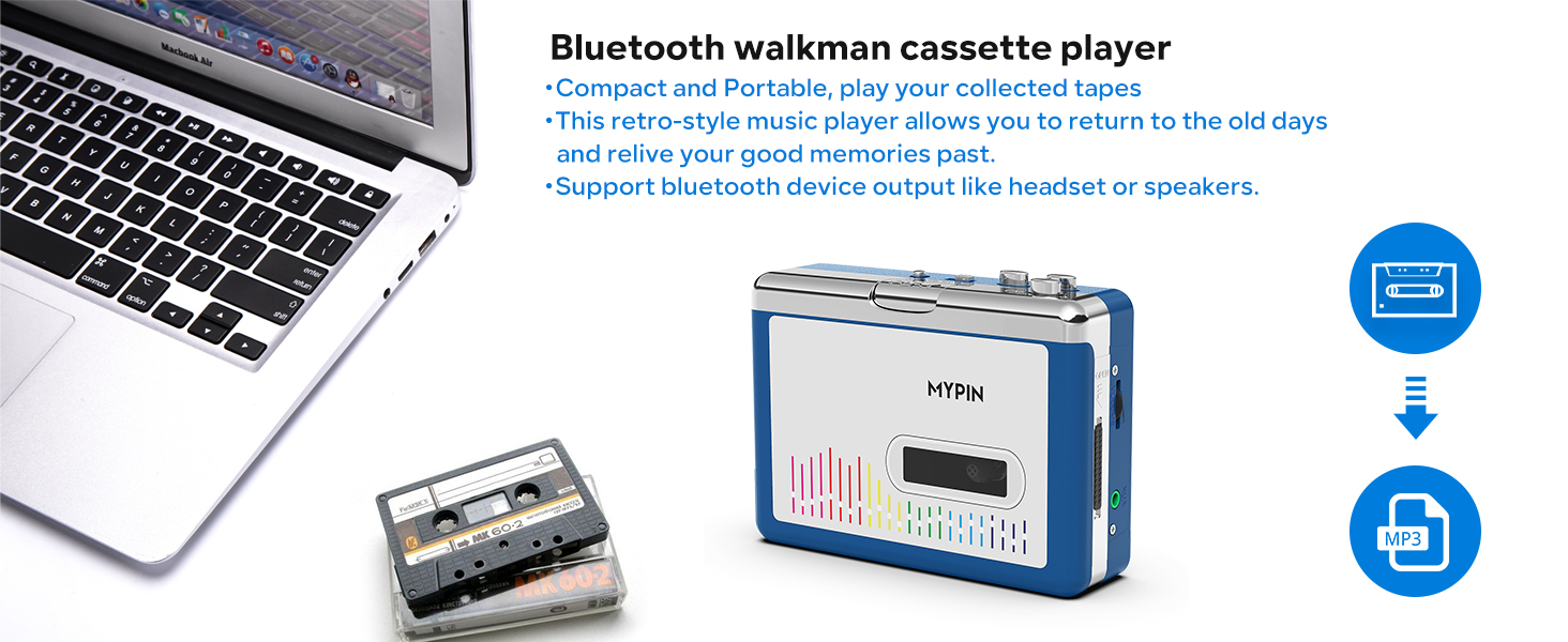 Bluetooth Cassette Player with Headphone
