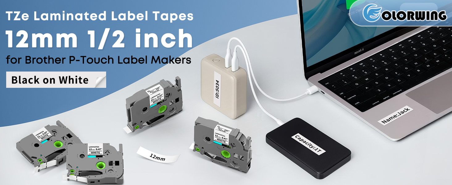 TZe-231 TZ Tape 12mm 0.47 Laminated White for Brother Label Maker Tape P Touch Label Tape TZe231