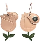 Cute Leather Luggage Tag Holder with Airtag Case Set,Hidden Compartment for AirTag Travel Suitcas...