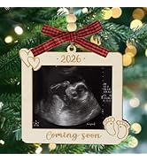Baby Ultrasound Picture Frame Hanging Ornament 2026, Baby Coming Soon Sonogram Photo Frame Pregna...