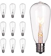 10 Pack Edison Replacement Light Bulbs,7-Watt E17 Screw Base ST40 Replacement Clear Glass Light B...
