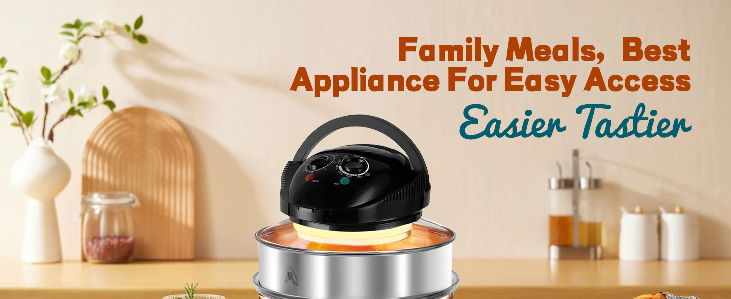 Pro 8in1 Convection Countertop Toaster Oven - Healthy Kitchen Glass Air Fryer Roaster Oven,