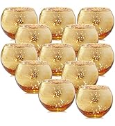 12 Pack Bowl Candleholders Gold Votive Candle Holders, Speckled Gold Glass Candle Holders, Tea Li...