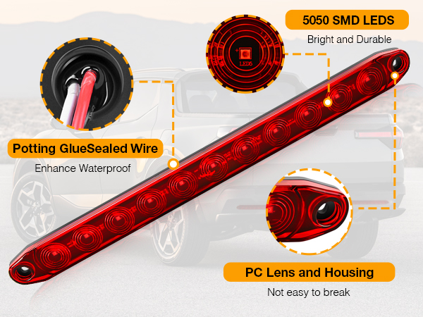 16Inch 11 LED Red Trailer Light Bar for Park Stop Turn signals Tail Brake Light