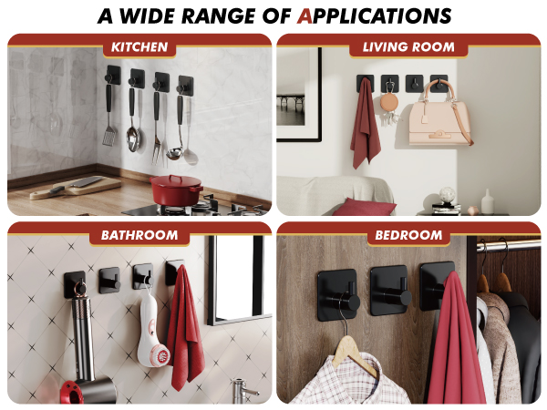 Multi-purpose wall hooks for kitchen utensils, bathroom towels, living room bags, bedroom clothes
