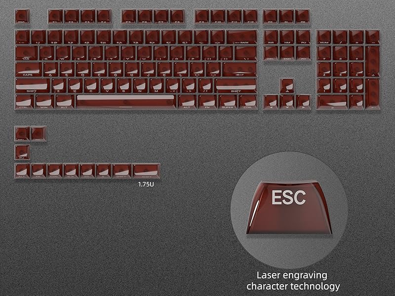 Keycaps Jelly Ceramic Keycaps Style, Clear Keycaps, Transparent Side Printed Keycaps