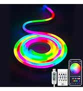 ShineBurky 6.56FT/2M Smart IC USB Neon LED Strip Light, LED Light Strip with APP/Remote Control, ...