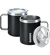 BJPKPK 12oz/14oz Insulated Coffee Mug--2 Pack, Stainless Steel Camping Mug with Lid, Travel Tumbl...