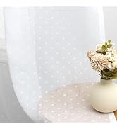Pitalk White Polka Dot Sheer Curtains 84 Inches Long for Living Room Bedroom Grommet Airy Lightwe...
