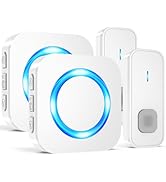 SURFOU Wireless Doorbell,Waterproof Doorbell 2 Push Buttons 2 Plug in Receivers at 1300ft Long Ra...