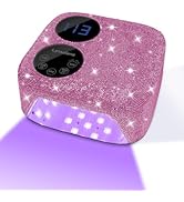 Lynsalene 80W Cordless Nail Lamp with Magnetic Detachable Base, Dual-Screen Display &amp; Gel Nail Li...