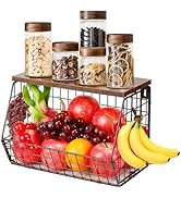 Livabber Fruit Basket for Kitchen, Metal Fruit Vegetable Storage Bin with 2 Banana Hangers, Count...