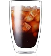 MESNEY 17oz Double Walled Glass Coffee Mugs, Insulated Clear Cappuccino Latte Glass Coffee Mugs f...
