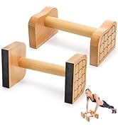 TOPZEA 2 Pcs Wooden Parallettes Push Up Bars, Solid Beech Wood Calisthenics Equipment Non-Slip Pu...