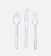 GUSTO [192 Combo Pack] Premium Heavyweight Disposable Clear Plastic Silverware - 64 Forks, 64 Spo...