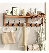 Evermagin 29" Coat Rack Wall Mount with Shelf, 4 in 1 Wall Mounted Coat and Key Hanger with 11 Ho...