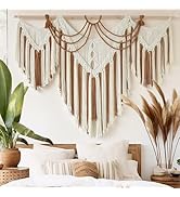 IOWER Boho Woven Wall Hanging Handwoven Brown and White Geometric Tapestry Handmade Macrame Decor...