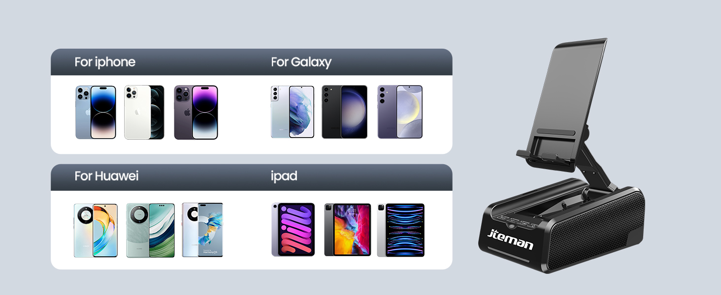 jteman phone stand with speaker