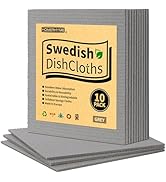 HOMERHYME Swedish Dishcloths, 10 Pack Absorbent Dish Towels for Kitchen, Multipurpose Cellulose S...