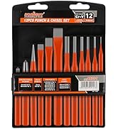 HORUSDY 12-Piece Punch and Chisel Set, Including Cold Chisels, Pin Punch, Center Punch