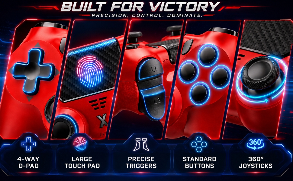 PS4 Red Controller: Multi-Function Buttons