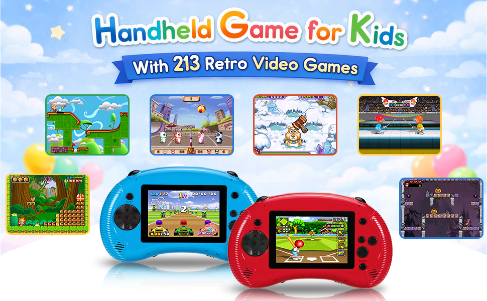 Handheld Game for Kids, 3.2&amp;#34; HD Screen with 213 Retro Video Games