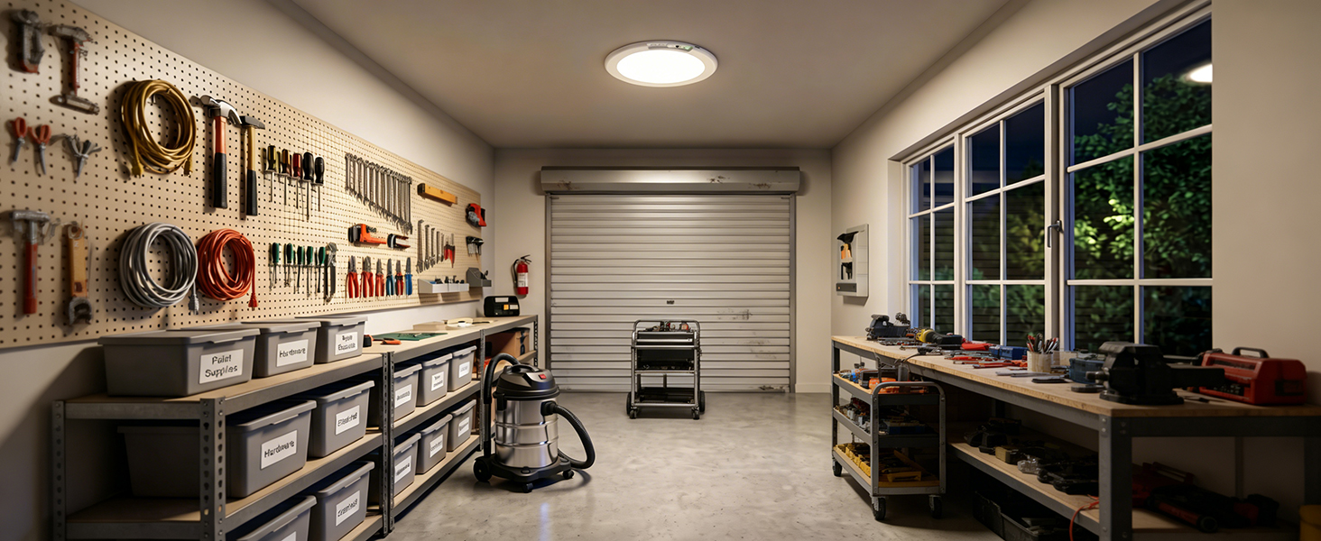 Ceiling lights installed for use in the workshop
